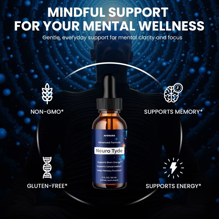 Neurotyde — Mindful Support for Your Mental Wellness. Non-GMO, Gluten-Free, Supports Memory, Supports Energy.